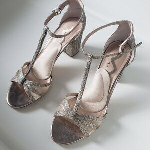 Haviva Latte Dreamland Gold Metallic Sparkling Block Heels [Nina] [Size 8.5M]